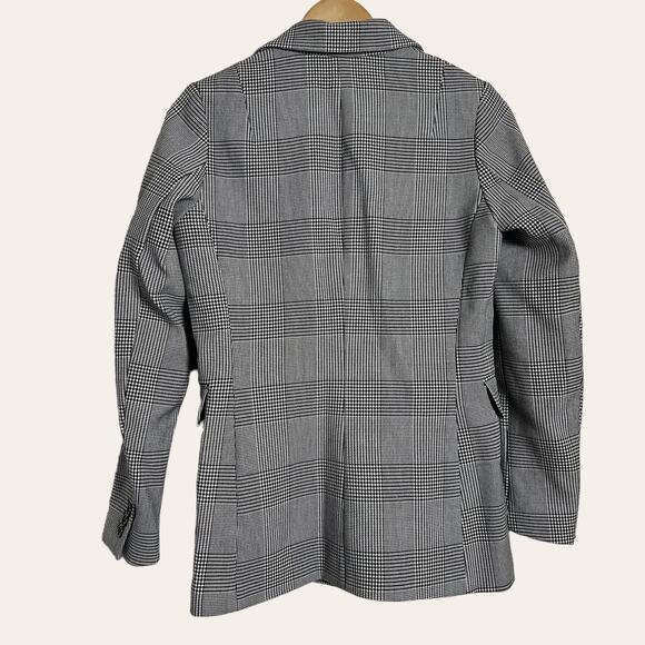 H&M Black White Houndstooth Striped Double Breasted Blazer Jacket Size 2 - Picture 4 of 5